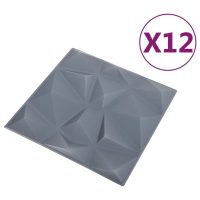 vidaXL 3D-väggpaneler 12 st 50x50 cm diamant grå 3 m² - Bild 2