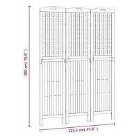 vidaXL Rumsavdelare 3 paneler 121,5x2x180 cm massivt akaciaträ - Bild 9