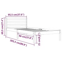 vidaXL Sängram massiv furu 90x200 cm vit - Bild 8