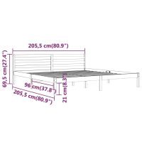 vidaXL Sängram massiv furu 200x200 cm svart - Bild 8