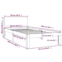 vidaXL Sängram massiv furu 90x200 cm - Bild 8