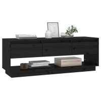 vidaXL Tv-bänk svart 110,5x34x40 cm massiv furu - Bild 3