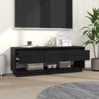 vidaXL Tv-bänk svart 110,5x34x40 cm massiv furu - Bild 4