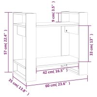 vidaXL Bokhylla/rumsavdelare 60x35x57 cm massiv furu - Bild 8