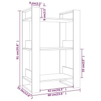 vidaXL Bokhylla/rumsavdelare grå 60x35x91 cm massiv furu - Bild 8