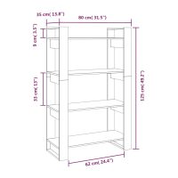 vidaXL Bokhylla/Rumsavdelare 80x35x125 cm massiv furu - Bild 8