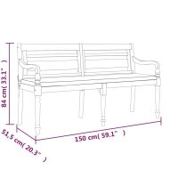 vidaXL Bataviabänk med dyna 150 cm massiv teak - Bild 6