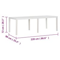 vidaXL Utebord 220x90x72 cm PP vit - Bild 8