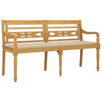 vidaXL Bataviabänk med beige dyna 150 cm massiv teak - Bild 3