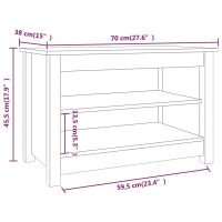 vidaXL Skobänk vit 70x38x45,5 cm massiv furu - Bild 7