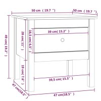 vidaXL Sidobord 2 st grå 50x50x49 cm massivt furuträ - Bild 10