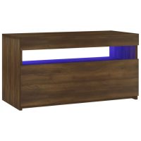 vidaXL Tv-bänk med LED-belysning brun ek 75x35x40 cm - Bild 10