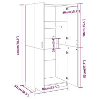 vidaXL Garderob rökfärgad ek 80x52x180 cm konstruerat trä - Bild 8