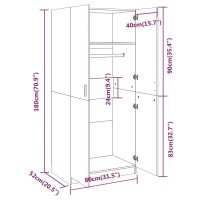 vidaXL Garderob brun ek 80x52x180 cm konstruerat trä - Bild 8