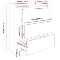 vidaXL Byrå rökfärgad ek 60x35x76 cm konstruerat trä - Bild 8