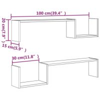 vidaXL Vägghyllor 2 st rökfärgad ek 100x15x20 cm konstruerat trä - Bild 8