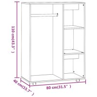 vidaXL Garderob rökfärgad ek 80x40x110 cm konstruerat trä - Bild 7