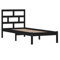 vidaXL Sängram massiv furu 75x190 cm svart - Bild 3