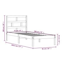 vidaXL Sängram massiv furu 75x190 cm svart - Bild 9