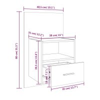 vidaXL Väggmonterat sängbord rökfärgad ek - Bild 8