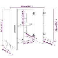 vidaXL Byrå rökfärgad ek 90x34x80 cm konstruerat trä - Bild 8