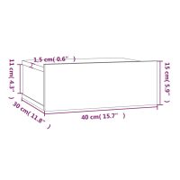 vidaXL Svävande sängbord rökfärgad ek 40x30x15 cm konstruerat trä - Bild 10