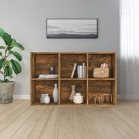 vidaXL Bokhylla/skänk rökfärgad ek 66x30x98 cm konstruerat trä - Bild 8