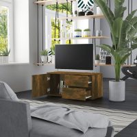 vidaXL Tv-bänk rökfärgad ek 80x34x36 cm konstruerat trä - Bild 3