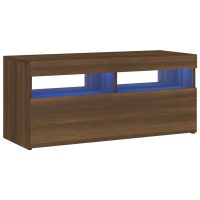 vidaXL Tv-bänk med LED-belysning brun ek 90x35x40 cm - Bild 2