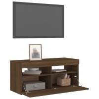 vidaXL Tv-bänk med LED-belysning brun ek 90x35x40 cm - Bild 6