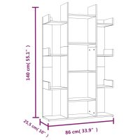 vidaXL Bokhylla rökfärgad ek 86x25,5x140 cm konstruerat trä - Bild 8