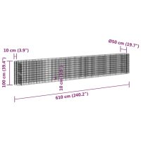 vidaXL Planteringsgabion galvaniserat järn 610x50x100 cm - Bild 8