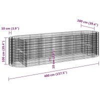 vidaXL Planteringsgabion galvaniserat järn 400x100x100 cm - Bild 8