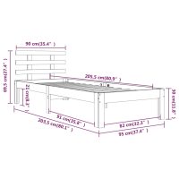 vidaXL Sängram svart massivt trä 90x200 cm - Bild 8