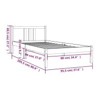 vidaXL Sängram vit massivt trä 90x200 cm - Bild 9