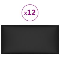 vidaXL Väggpaneler 12 st svart 30x15 cm konstläder 0,54 m² - Bild 2