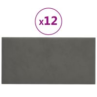 vidaXL Väggpaneler 12 st mörkgrå 30x15 cm sammet 0,54 m² - Bild 2