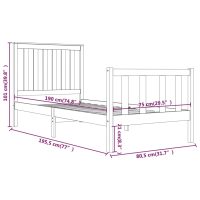 vidaXL Sängram svart massiv furu 75x190 cm - Bild 6