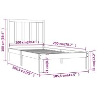 vidaXL Sängram vit massiv furu 100x200 cm - Bild 6