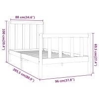 vidaXL Sängram vit massiv furu 90x200 cm - Bild 6