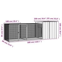 vidaXL Hönsbur grå 300x91x100 cm galvaniserat stål - Bild 5