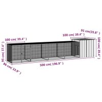 vidaXL Hönsbur grå 500x91x100 cm galvaniserat stål - Bild 5