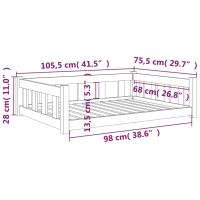 vidaXL Hundbädd vit 105,5x75,5x28 massiv furu - Bild 7