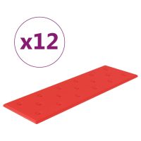 vidaXL Väggpaneler 12 st röd 90x30 cm konstläder 3,24 m² - Bild 2