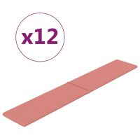 vidaXL Väggpaneler 12 st rosa 90x15 cm sammet 1,62 m² - Bild 2