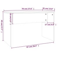 vidaXL Sminkpall vit 70x35x45 cm konstruerat trä - Bild 6