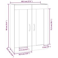 vidaXL Väggskåp Rökfärgad ek 69,5x32,5x90 cm - Bild 10