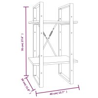 vidaXL Bokhylla 2 hyllor rökfärgad ek 40x30x70 cm konstruerat trä - Bild 7