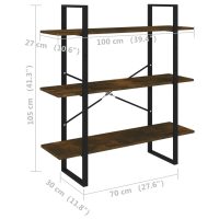 vidaXL Bokhylla rökfärgad ek 100x30x105 cm konstruerat trä - Bild 7