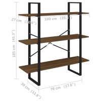 vidaXL Bokhylla brun ek 100x30x105 cm konstruerat trä - Bild 7